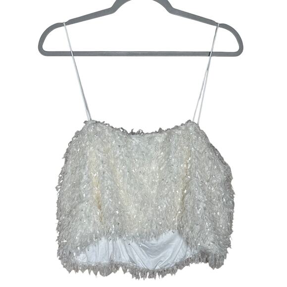 Anthropologie Cami Feathered Tank Top Sunday in Brooklyn White Size XL NEW - Picture 4 of 9